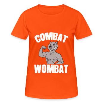 Combat Wombat Taekwondo Feline Feral Meow Pet - Women's Breathable T-Shirt - neon orange - Front - AI Model Female 172 dark (172cm)