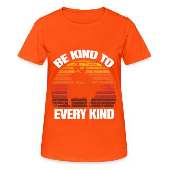 Be Kind To Every Kind Unique Grilling Shirt - Frauen T-Shirt atmungsaktiv - Neonorange - Vorne - AI Model Female 172 dark (172cm)