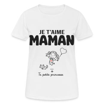 je t aime maman cadeau maman fille fête des mères - T-shirt respirant Femme - blanc - Devant - AI Model Female 172 dark (172cm)