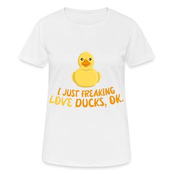 J’adore les canards - Canard canard de bain jaune - T-shirt respirant Femme - blanc - Devant - AI Model Female 172 dark (172cm)