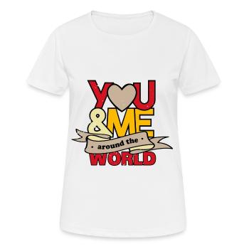 World Tour Partner Chemise Travel Buddies Travel Saying - T-shirt respirant Femme - blanc - Devant - AI Model Female 172 dark (172cm)