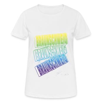 Braunschweig Germany City Font Skyline - Women's Breathable T-Shirt - white - Front - AI Model Female 172 dark (172cm)