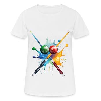 Billiard Pool Snooker Cue Balls Splash Coloré - T-shirt respirant Femme - blanc - Devant - AI Model Female 172 dark (172cm)