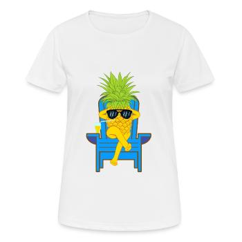 Fruchtkühle Ananas mit Sonnenbrillegrafischem - Frauen T-Shirt atmungsaktiv - Weiß - Vorne - AI Model Female 172 dark (172cm)