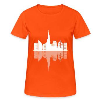 Architectes - Nous sommes les designers du passé, - T-shirt respirant Femme - orange néon - Devant - AI Model Female 172 dark (172cm)