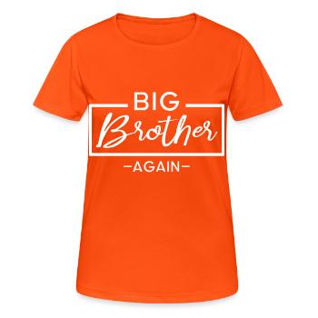 Belle chemise de frères et sœurs "Grand frère - T-shirt respirant Femme - orange néon - Devant - AI Model Female 172 dark (172cm)