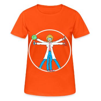 WissenschaftsHemd für einen Wissenschaftler, den - Frauen T-Shirt atmungsaktiv - Neonorange - Vorne - AI Model Female 172 dark (172cm)