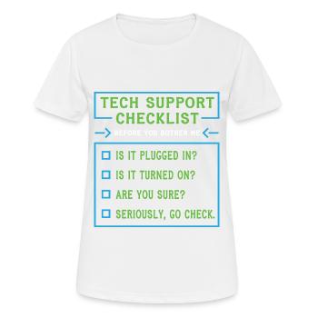 Liste de contrôle du support technique Coding - T-shirt respirant Femme - blanc - Devant - AI Model Female 172 dark (172cm)