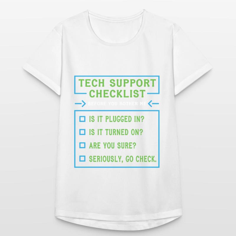 Liste de contrôle du support technique Coding T-shirt respirant Femme