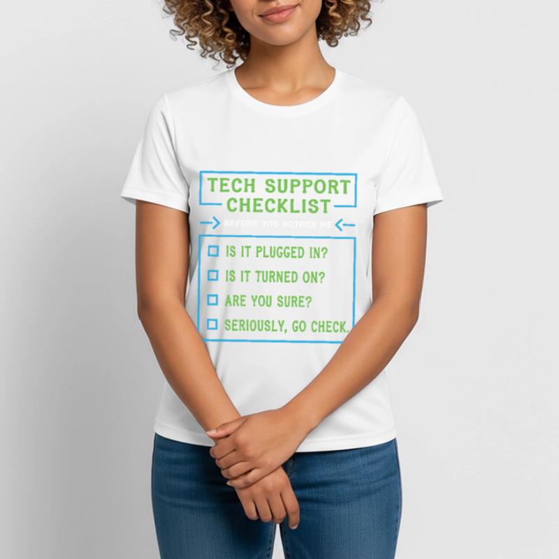 Liste de contrôle du support technique Coding T-shirt respirant Femme