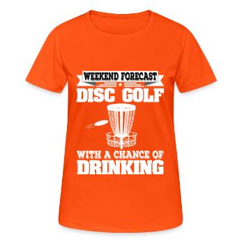 Weekend Forecast Disc Golf With A Chance Of - Frauen T-Shirt atmungsaktiv - Neonorange - Vorne - AI Model Female 172 dark (172cm)