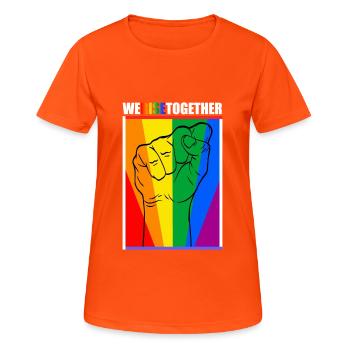 We Rise Together Equality Freedom Colorful - Women's Breathable T-Shirt - neon orange - Front - AI Model Female 172 dark (172cm)