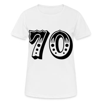 70 - Zahl - Nummer - Frauen T-Shirt atmungsaktiv - Weiß - Vorne - AI Model Female 172 dark (172cm)