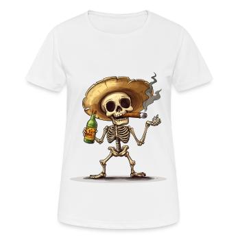 Squelette Crâne Crâne Cigare Liqueur - T-shirt respirant Femme - blanc - Devant - AI Model Female 172 dark (172cm)