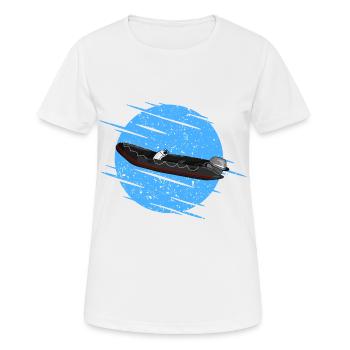 Schlauchboot Motorboot - Frauen T-Shirt atmungsaktiv - Weiß - Vorne - AI Model Female 172 dark (172cm)
