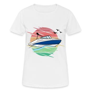 Motorboot fahren - Frauen T-Shirt atmungsaktiv - Weiß - Vorne - AI Model Female 172 dark (172cm)