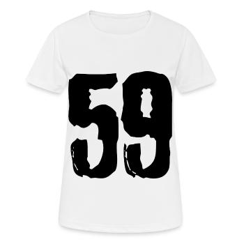 59 Zahl Trikot - Frauen T-Shirt atmungsaktiv - Weiß - Vorne - AI Model Female 172 dark (172cm)