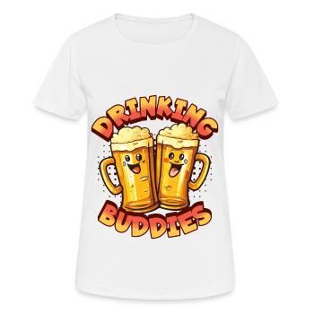 Beer Drinking Buddies Partnerlook Beer Mugs Funny - Women's Breathable T-Shirt - white - Front - AI Model Female 172 dark (172cm)