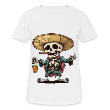 Squelette Crâne Crâne Cigare Liqueur - T-shirt respirant Femme - blanc - Devant - AI Model Female 172 dark (172cm)