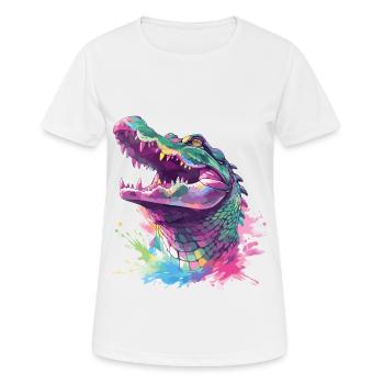 Alligator Crocodile Caiman Reptile Predator Animal - Women's Breathable T-Shirt - white - Front - AI Model Female 172 dark (172cm)