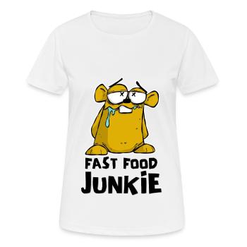 LUSTIGER FAST FOOD JUNKIE HAMSTER COMIC CARTOON - Frauen T-Shirt atmungsaktiv - Weiß - Vorne - AI Model Female 172 dark (172cm)