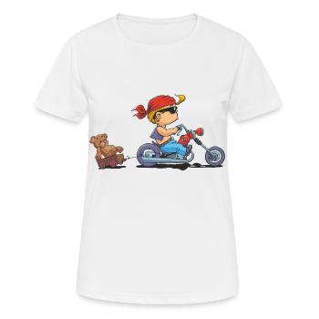 CD - Baby Biker mit Teddy Bär Anhänger - Kinder - Frauen T-Shirt atmungsaktiv - Weiß - Vorne - AI Model Female 172 dark (172cm)