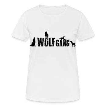 Wolfgang-Wolf Gang 1 nom ou groupe d'animaux? - T-shirt respirant Femme - blanc - Devant - AI Model Female 172 dark (172cm)