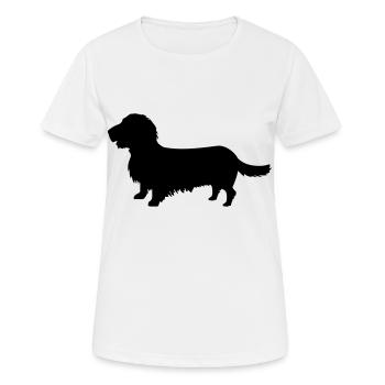 Rough-haired dachshund - Women's Breathable T-Shirt - white - Front - AI Model Female 172 dark (172cm)