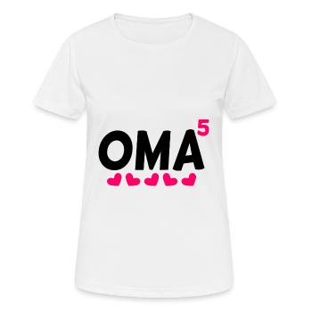 Fünffache Oma - 5 Enkelkinder - Frauen T-Shirt atmungsaktiv - Weiß - Vorne - AI Model Female 172 dark (172cm)