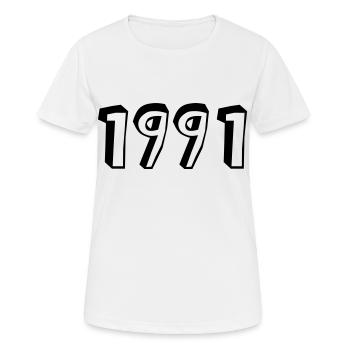 Année de naissance 1991 Anniversaire - T-shirt respirant Femme - blanc - Devant - AI Model Female 172 dark (172cm)