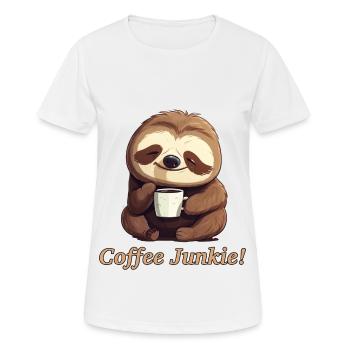 Morgenmuffel Kaffee süchtig Faultier coffee junkie - Frauen T-Shirt atmungsaktiv - Weiß - Vorne - AI Model Female 172 dark (172cm)