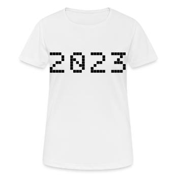 2023 - Jahr - Jahreswechsel - Frauen T-Shirt atmungsaktiv - Weiß - Vorne - AI Model Female 172 dark (172cm)