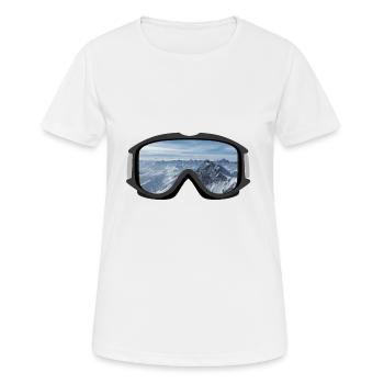 Skibrille Bergpanorama - Frauen T-Shirt atmungsaktiv - Weiß - Vorne - AI Model Female 172 dark (172cm)