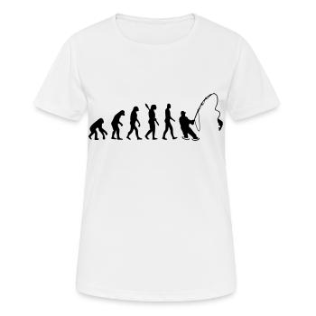 evolution Fliegenfischen - Frauen T-Shirt atmungsaktiv - Weiß - Vorne - AI Model Female 172 dark (172cm)