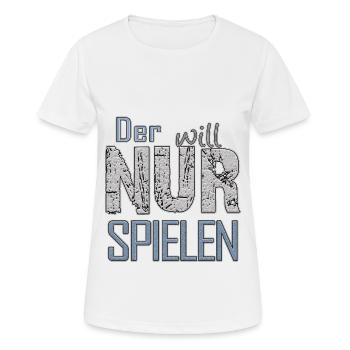 Der will nur spielen | Yolo-Artwork - Frauen T-Shirt atmungsaktiv - Weiß - Vorne - AI Model Female 172 dark (172cm)