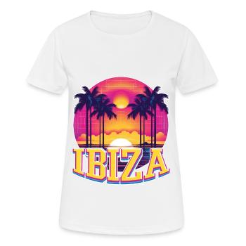 Ibiza, Espagne, Île, Eté, Palmiers, Plage, Fête - T-shirt respirant Femme - blanc - Devant - AI Model Female 172 dark (172cm)
