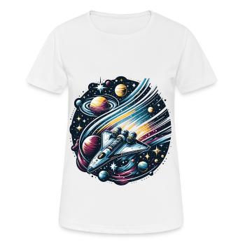 Reise durch den Kosmos: Weltraumforschung - Frauen T-Shirt atmungsaktiv - Weiß - Vorne - AI Model Female 172 dark (172cm)