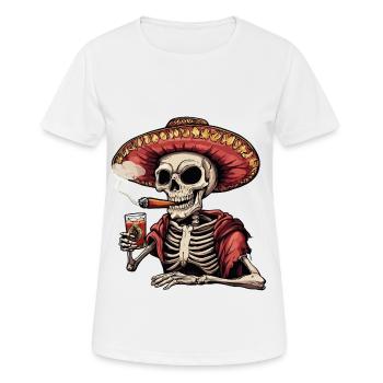 Squelette Crâne Crâne Cigare Liqueur - T-shirt respirant Femme - blanc - Devant - AI Model Female 172 dark (172cm)