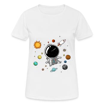 Little Astronaut in Space - Doodle - Women's Breathable T-Shirt - white - Front - AI Model Female 172 dark (172cm)