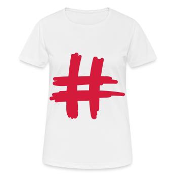 Caractères de mot-clic symbole - T-shirt respirant Femme - blanc - Devant - AI Model Female 172 dark (172cm)