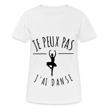 je peux pas j'ai danse classique danseuse humour - T-shirt respirant Femme - blanc - Devant - AI Model Female 172 dark (172cm)