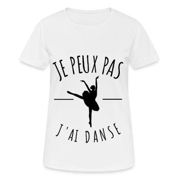 je peux pas j'ai danse classique danseuse humour - T-shirt respirant Femme - blanc - Devant - AI Model Female 172 dark (172cm)