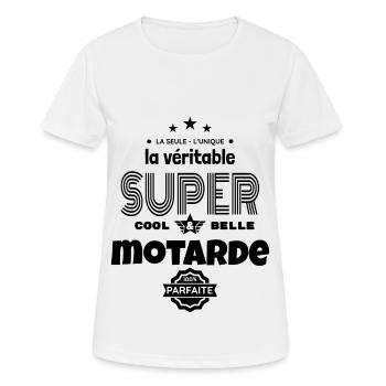 super motarde 100% parfaite humour - T-shirt respirant Femme - blanc - Devant - AI Model Female 172 dark (172cm)