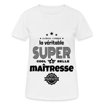 super maîtresse 100% parfaite t-shirt humour - T-shirt respirant Femme - blanc - Devant - AI Model Female 172 dark (172cm)