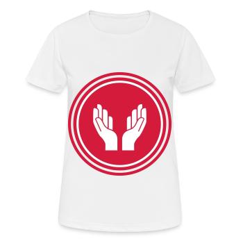 Icône d’icône de mains - T-shirt respirant Femme - blanc - Devant - AI Model Female 172 dark (172cm)