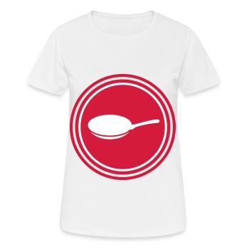 Pfanne Logo - Frauen T-Shirt atmungsaktiv - Weiß - Vorne - AI Model Female 172 dark (172cm)