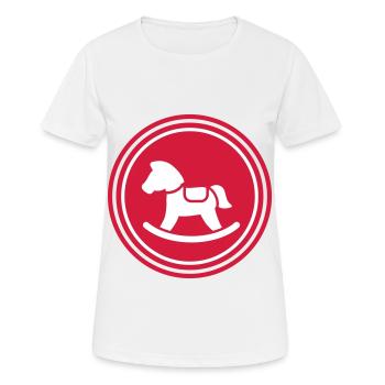 Symbole de l’icône du cheval à bascule - T-shirt respirant Femme - blanc - Devant - AI Model Female 172 dark (172cm)