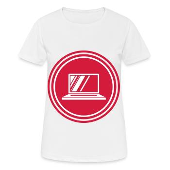 Icône de l’ordinateur portable - T-shirt respirant Femme - blanc - Devant - AI Model Female 172 dark (172cm)