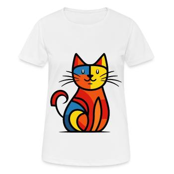 Une illustration abstraite d'un Chat Mignon - T-shirt respirant Femme - blanc - Devant - AI Model Female 172 dark (172cm)