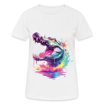 Alligator Crocodile Caiman Reptile Predator Animal - Women's Breathable T-Shirt - white - Front - AI Model Female 172 dark (172cm)